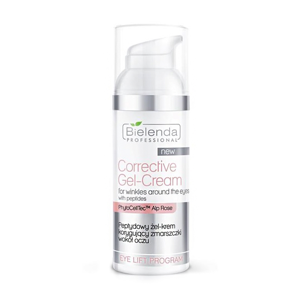 Корегувальний гель-крем для шкіри навколо очей Bielenda Professional Eye Lift Program Corrective Gel-Cream проти зморщок, з пептидами, 50 мл